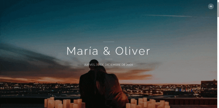 Demo de plantilla esencial - Web de boda minimalista