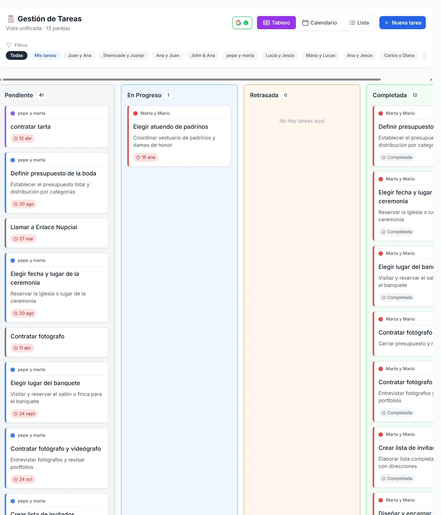 Kanban, checklist y calendario